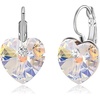 image:imageAustrian Crystal Heart Drop Leverback Earrings for Women 14K Rose Gold Plated Hypoallergenic JewelryAurora BorealisSilvertone