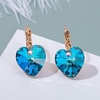 image:imageAustrian Crystal Heart Drop Leverback Earrings for Women 14K Rose Gold Plated Hypoallergenic JewelryBermuda Blue
