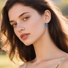 image:imageAustrian Crystal Heart Drop Leverback Earrings for Women 14K Rose Gold Plated Hypoallergenic JewelryBermuda Blue