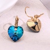 image:imageAustrian Crystal Heart Drop Leverback Earrings for Women 14K Rose Gold Plated Hypoallergenic JewelryBermuda Blue