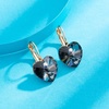 image:imageAustrian Crystal Heart Drop Leverback Earrings for Women 14K Rose Gold Plated Hypoallergenic JewelryBlack