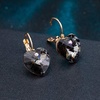 image:imageAustrian Crystal Heart Drop Leverback Earrings for Women 14K Rose Gold Plated Hypoallergenic JewelryBlack