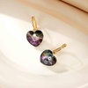 image:imageAustrian Crystal Heart Drop Leverback Earrings for Women 14K Rose Gold Plated Hypoallergenic JewelryRainbow