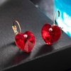 image:imageAustrian Crystal Heart Drop Leverback Earrings for Women 14K Rose Gold Plated Hypoallergenic JewelryRed
