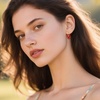image:imageAustrian Crystal Heart Drop Leverback Earrings for Women 14K Rose Gold Plated Hypoallergenic JewelryRed