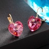 image:imageAustrian Crystal Heart Drop Leverback Earrings for Women 14K Rose Gold Plated Hypoallergenic JewelryRose Pink
