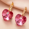 image:imageAustrian Crystal Heart Drop Leverback Earrings for Women 14K Rose Gold Plated Hypoallergenic JewelryRose Pink