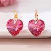image:imageAustrian Crystal Heart Drop Leverback Earrings for Women 14K Rose Gold Plated Hypoallergenic JewelryRose Pink