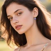 image:imageAustrian Crystal Heart Drop Leverback Earrings for Women 14K Rose Gold Plated Hypoallergenic JewelryVitrail Light