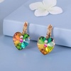 image:imageAustrian Crystal Heart Drop Leverback Earrings for Women 14K Rose Gold Plated Hypoallergenic JewelryVitrail Medium