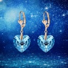 image:imageAustrian Crystal Heart Drop Leverback Earrings for Women Fashion Dangle Earring 14K Rose Gold Plated Hypoallergenic JewelryAquamarine