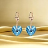 image:imageAustrian Crystal Heart Drop Leverback Earrings for Women Fashion Dangle Earring 14K Rose Gold Plated Hypoallergenic JewelryAquamarine