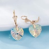 image:imageAustrian Crystal Heart Drop Leverback Earrings for Women Fashion Dangle Earring 14K Rose Gold Plated Hypoallergenic JewelryAurora Borealis