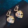 image:imageAustrian Crystal Heart Drop Leverback Earrings for Women Fashion Dangle Earring 14K Rose Gold Plated Hypoallergenic JewelryAurora Borealis
