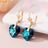 image:imageAustrian Crystal Heart Drop Leverback Earrings for Women Fashion Dangle Earring 14K Rose Gold Plated Hypoallergenic JewelryBermuda Blue