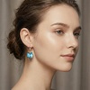 image:imageAustrian Crystal Heart Drop Leverback Earrings for Women Fashion Dangle Earring 14K Rose Gold Plated Hypoallergenic JewelryBermuda Blue
