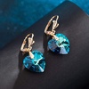 image:imageAustrian Crystal Heart Drop Leverback Earrings for Women Fashion Dangle Earring 14K Rose Gold Plated Hypoallergenic JewelryBermuda Blue