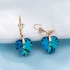 image:imageAustrian Crystal Heart Drop Leverback Earrings for Women Fashion Dangle Earring 14K Rose Gold Plated Hypoallergenic JewelryBermuda Blue