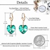 image:imageAustrian Crystal Heart Drop Leverback Earrings for Women Fashion Dangle Earring 14K Rose Gold Plated Hypoallergenic JewelryEmerald