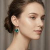 image:imageAustrian Crystal Heart Drop Leverback Earrings for Women Fashion Dangle Earring 14K Rose Gold Plated Hypoallergenic JewelryEmerald