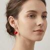 image:imageAustrian Crystal Heart Drop Leverback Earrings for Women Fashion Dangle Earring 14K Rose Gold Plated Hypoallergenic JewelryRed
