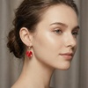 image:imageAustrian Crystal Heart Drop Leverback Earrings for Women Fashion Dangle Earring 14K Rose Gold Plated Hypoallergenic JewelryRed