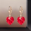 image:imageAustrian Crystal Heart Drop Leverback Earrings for Women Fashion Dangle Earring 14K Rose Gold Plated Hypoallergenic JewelryRed