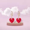 image:imageAustrian Crystal Heart Drop Leverback Earrings for Women Fashion Dangle Earring 14K Rose Gold Plated Hypoallergenic JewelryRed