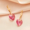 image:imageAustrian Crystal Heart Drop Leverback Earrings for Women Fashion Dangle Earring 14K Rose Gold Plated Hypoallergenic JewelryRose Pink