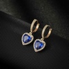 image:imageAustrian Crystal Heart Halo Drop Dangle Earrings for Women 14K Gold Plated Hypoallergenic Huggie Earring Jewelry GiftsDark Blue