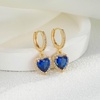 image:imageAustrian Crystal Heart Halo Drop Dangle Earrings for Women 14K Gold Plated Hypoallergenic Huggie Earring Jewelry GiftsDark Blue