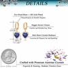 image:imageAustrian Crystal Heart Halo Drop Dangle Earrings for Women 14K Gold Plated Hypoallergenic Huggie Earring Jewelry GiftsDark Blue