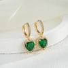 image:imageAustrian Crystal Heart Halo Drop Dangle Earrings for Women 14K Gold Plated Hypoallergenic Huggie Earring Jewelry GiftsGreen