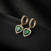 image:imageAustrian Crystal Heart Halo Drop Dangle Earrings for Women 14K Gold Plated Hypoallergenic Huggie Earring Jewelry GiftsGreen