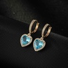 image:imageAustrian Crystal Heart Halo Drop Dangle Earrings for Women 14K Gold Plated Hypoallergenic Huggie Earring Jewelry GiftsLight Blue