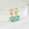 image:imageAustrian Crystal Heart Halo Drop Dangle Earrings for Women 14K Gold Plated Hypoallergenic Huggie Earring Jewelry GiftsLight Blue