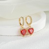 image:imageAustrian Crystal Heart Halo Drop Dangle Earrings for Women 14K Gold Plated Hypoallergenic Huggie Earring Jewelry GiftsRed