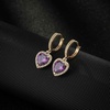 image:imageAustrian Crystal Heart Halo Drop Dangle Earrings for Women 14K Gold Plated Hypoallergenic Huggie Earring Jewelry GiftsTanzanite