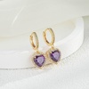 image:imageAustrian Crystal Heart Halo Drop Dangle Earrings for Women 14K Gold Plated Hypoallergenic Huggie Earring Jewelry GiftsTanzanite