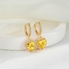 image:imageAustrian Crystal Heart Halo Drop Dangle Earrings for Women 14K Gold Plated Hypoallergenic Huggie Earring Jewelry GiftsYellow Topaz