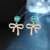 image:imageAustrian Crystal Heart Ribbon Bow Dangle Drop Earrings for Women 14K Gold Plated Hypoallergenic JewelryAquamarine