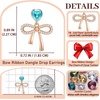 image:imageAustrian Crystal Heart Ribbon Bow Dangle Drop Earrings for Women 14K Gold Plated Hypoallergenic JewelryAquamarine