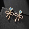image:imageAustrian Crystal Heart Ribbon Bow Dangle Drop Earrings for Women 14K Gold Plated Hypoallergenic JewelryAurora Borealis