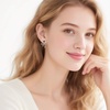 image:imageAustrian Crystal Heart Ribbon Bow Dangle Drop Earrings for Women 14K Gold Plated Hypoallergenic JewelryBermuda Blue