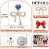 image:imageAustrian Crystal Heart Ribbon Bow Dangle Drop Earrings for Women 14K Gold Plated Hypoallergenic JewelryBermuda Blue