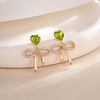 image:imageAustrian Crystal Heart Ribbon Bow Dangle Drop Earrings for Women 14K Gold Plated Hypoallergenic JewelryLime Green