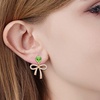image:imageAustrian Crystal Heart Ribbon Bow Dangle Drop Earrings for Women 14K Gold Plated Hypoallergenic JewelryLime Green