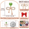 image:imageAustrian Crystal Heart Ribbon Bow Dangle Drop Earrings for Women 14K Gold Plated Hypoallergenic JewelryLime Green