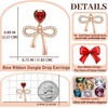 image:imageAustrian Crystal Heart Ribbon Bow Dangle Drop Earrings for Women 14K Gold Plated Hypoallergenic JewelryRed
