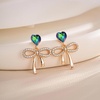 image:imageAustrian Crystal Heart Ribbon Bow Dangle Drop Earrings for Women 14K Gold Plated Hypoallergenic JewelryVitrail Medium